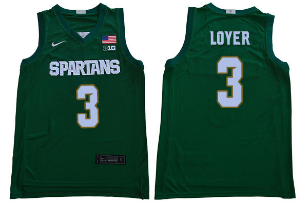 2019-20 Men #3 Foster Loyer Michigan State Spartans College Basketball Jerseys Sale-Green